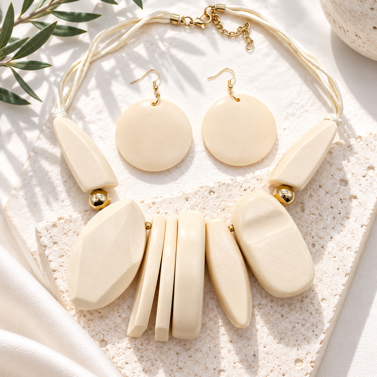 Carved Character Necklace and Earrings Set - 2 colors - Hello Baabs