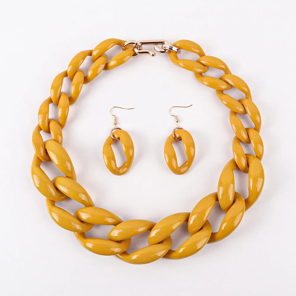 Chain Riot Necklace & Earrings Set - 10 colors - Hello Baabs
