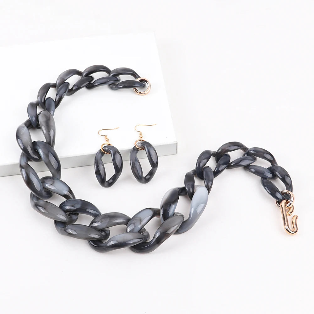 Chain Riot Necklace & Earrings Set - 10 colors - Hello Baabs