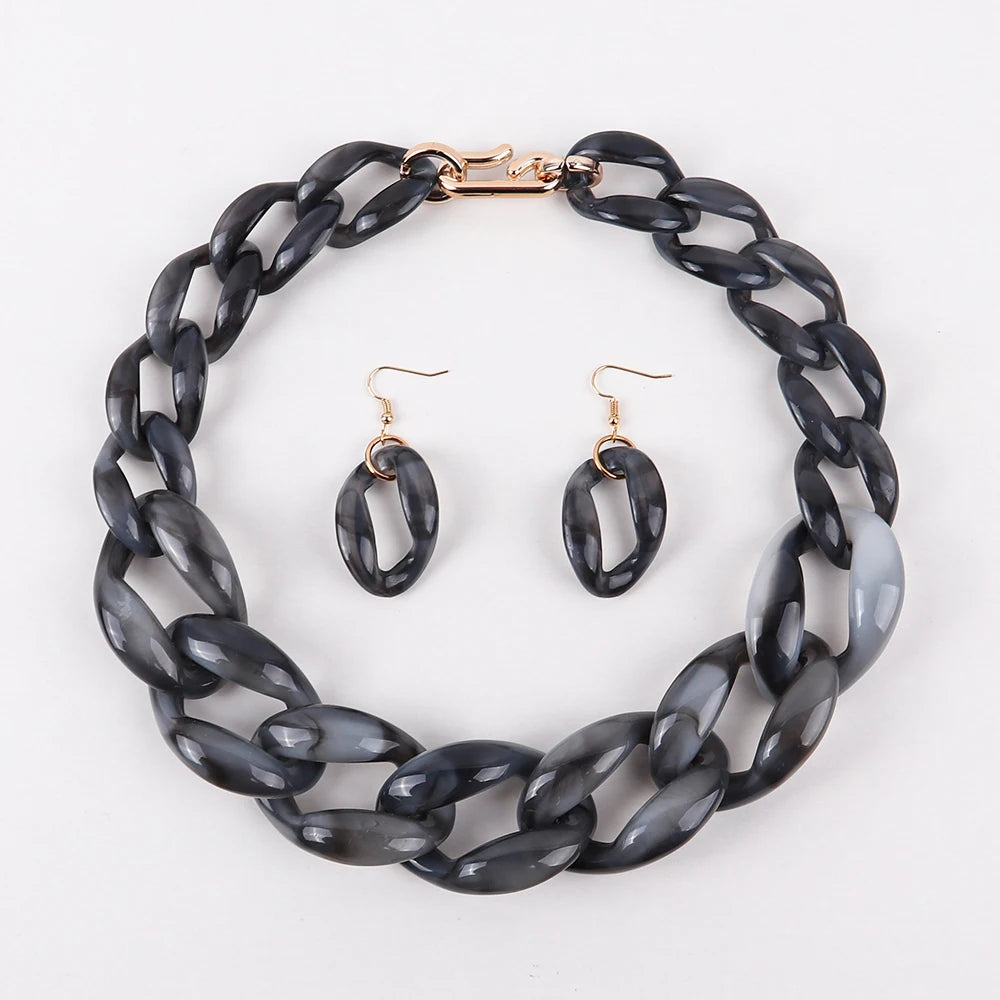 Chain Riot Necklace & Earrings Set - 10 colors - Hello Baabs