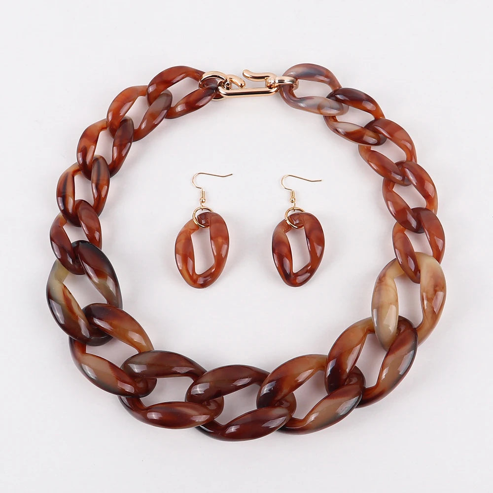 Chain Riot Necklace & Earrings Set - 10 colors - Hello Baabs
