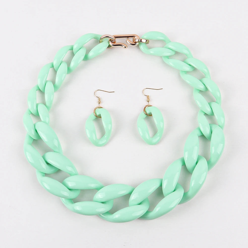 Chain Riot Necklace & Earrings Set - 10 colors - Hello Baabs