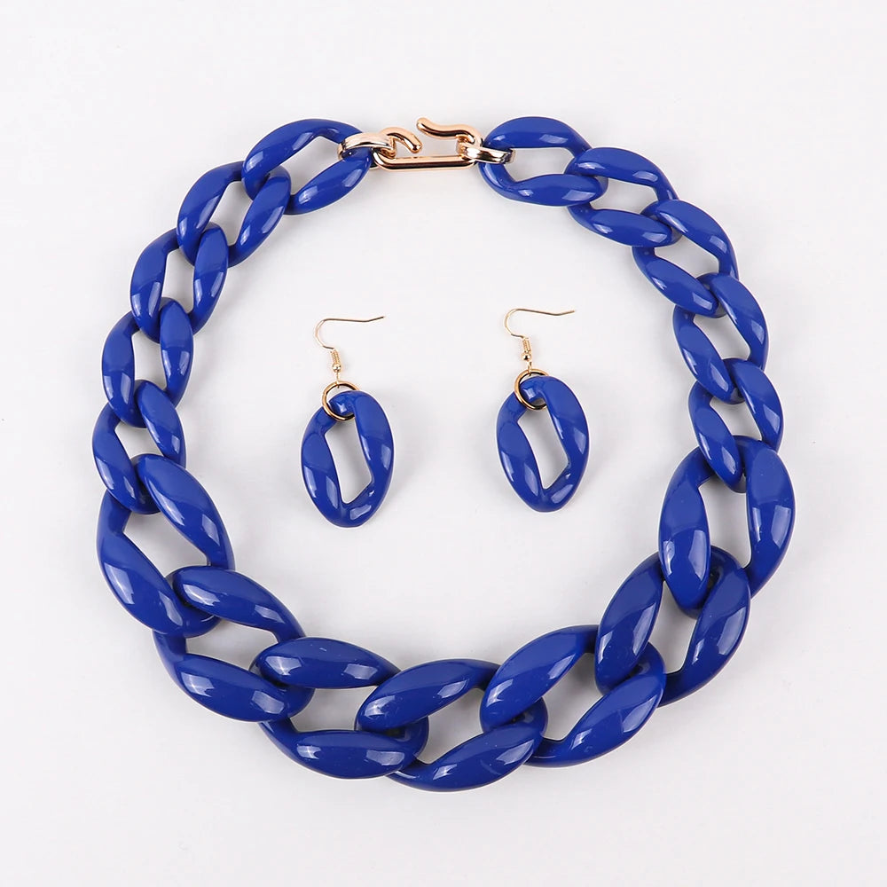 Chain Riot Necklace & Earrings Set - 10 colors - Hello Baabs