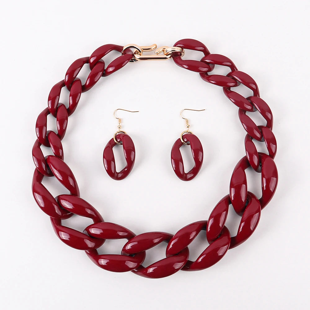 Chain Riot Necklace & Earrings Set - 10 colors - Hello Baabs