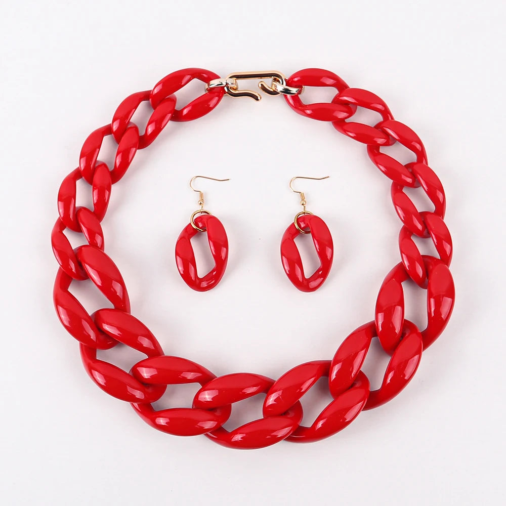 Chain Riot Necklace & Earrings Set - 10 colors - Hello Baabs