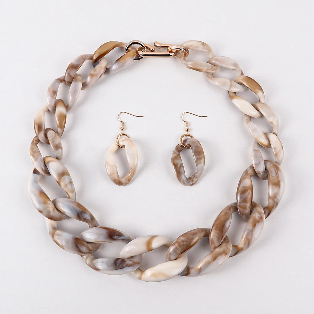 Chain Riot Necklace & Earrings Set - 10 colors - Hello Baabs