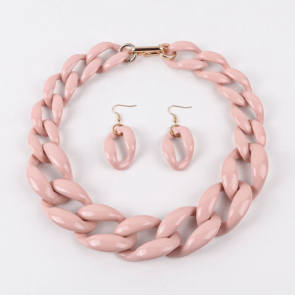 Chain Riot Necklace & Earrings Set - 10 colors - Hello Baabs