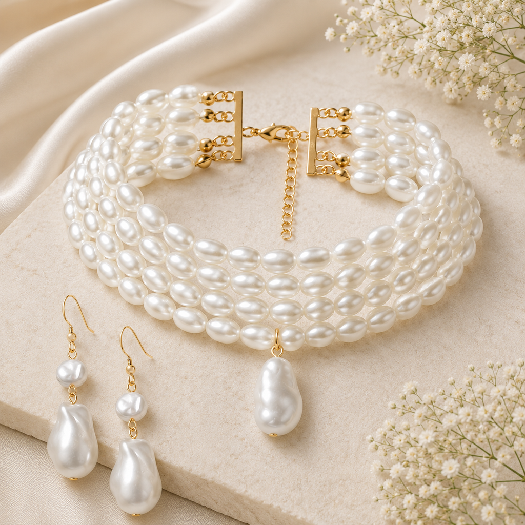 Pearl Encore Collar and Earrings Set - 2 variants