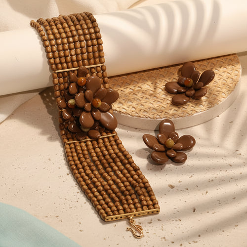 Cocoa Bloom Necklace & Earrings Set - Hello Baabs