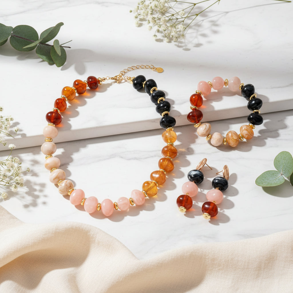 Colorwave Muse Necklace, Earrings, & Bracelet Set - Hello Baabs LLC 