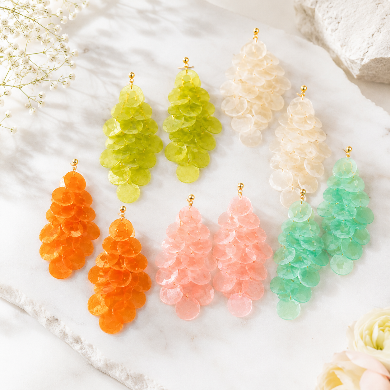 Coral Cascade Earrings - 5 colors - Hello Baabs