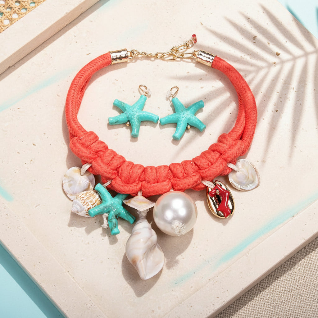Coral Coast Glow Necklace & Earrings Set - Hello Baabs