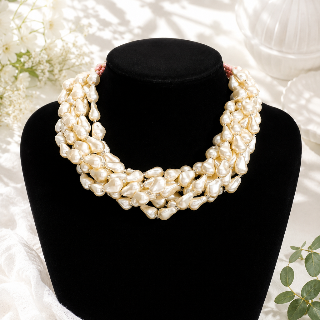 Coral Kiss Pearl Choker - Hello Baabs LLC 