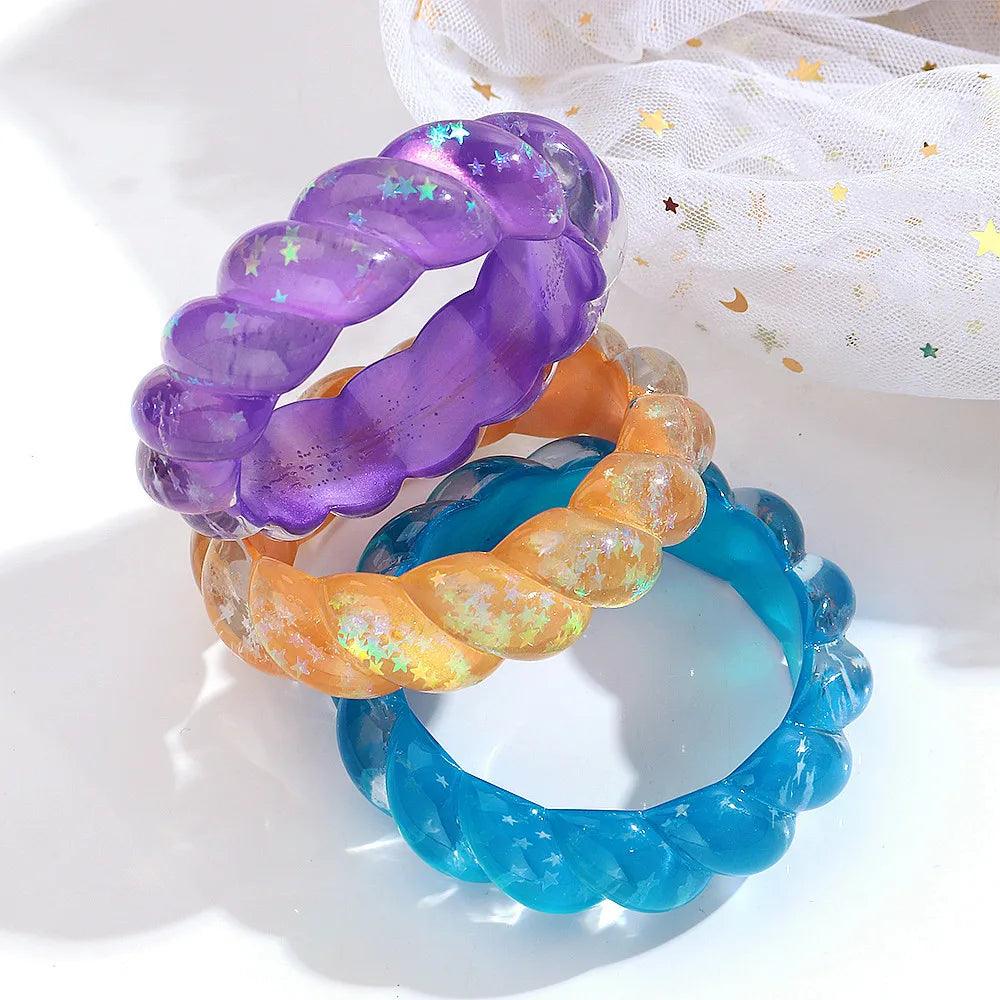Cosmic Candy Twist Bangle (2.70" diameter) - 5 colors - Hello Baabs LLC 
