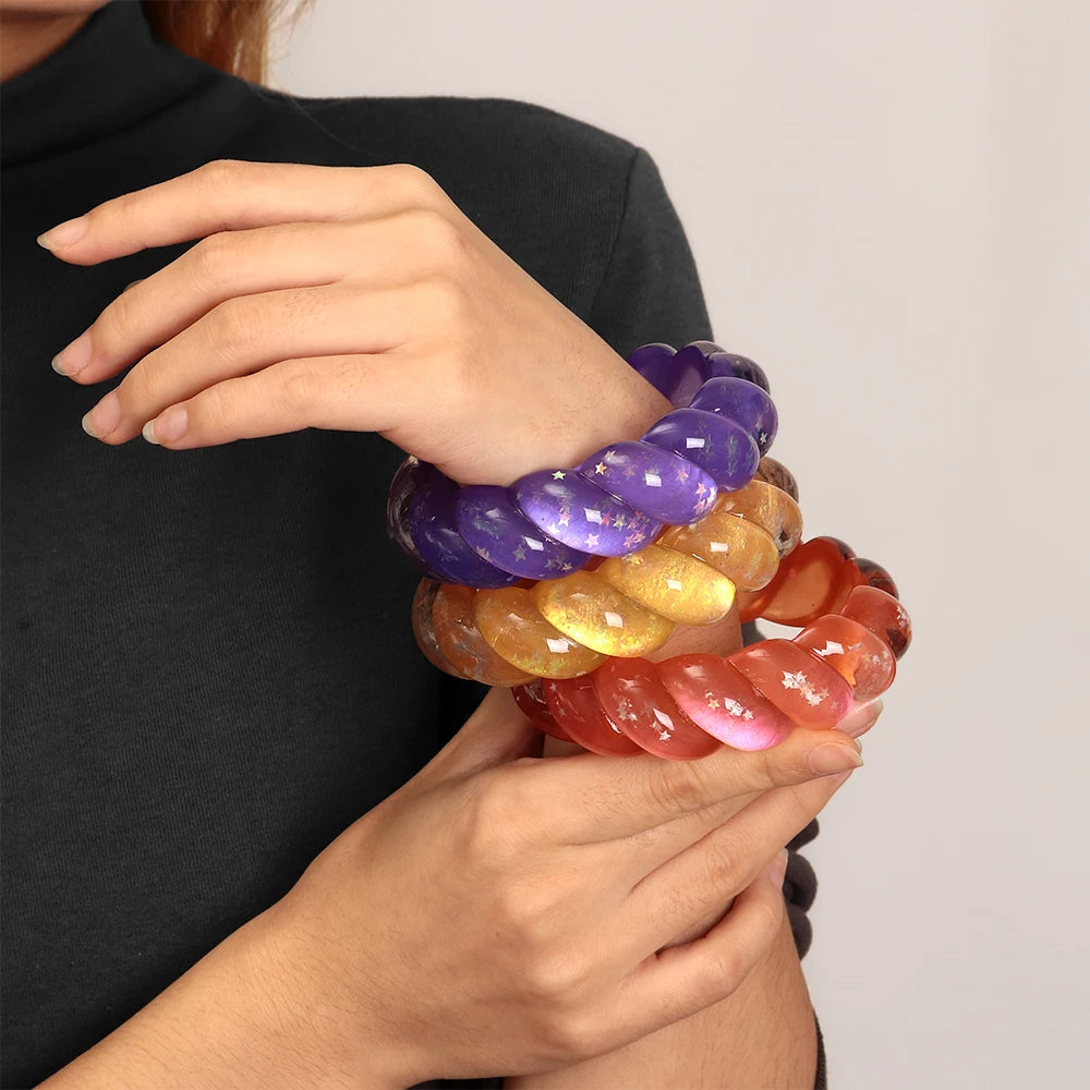 Cosmic Candy Twist Bangle (2.70" diameter) - 5 colors - Hello Baabs LLC 