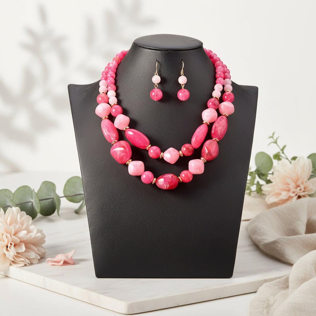 Crowned in Color Necklace & Earrings Set - 5 colors - Hello Baabs LLC 