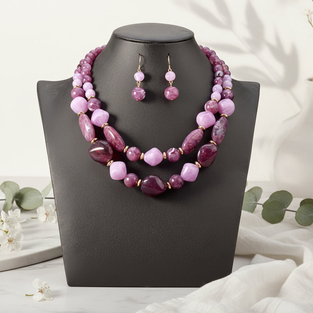 Crowned in Color Necklace & Earrings Set - 5 colors - Hello Baabs LLC 