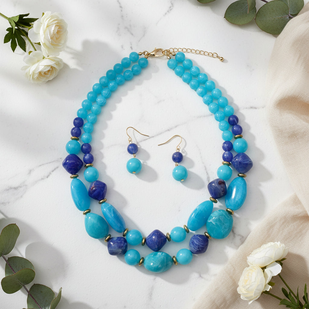 Crowned in Color Necklace & Earrings Set - 5 colors - Hello Baabs LLC 