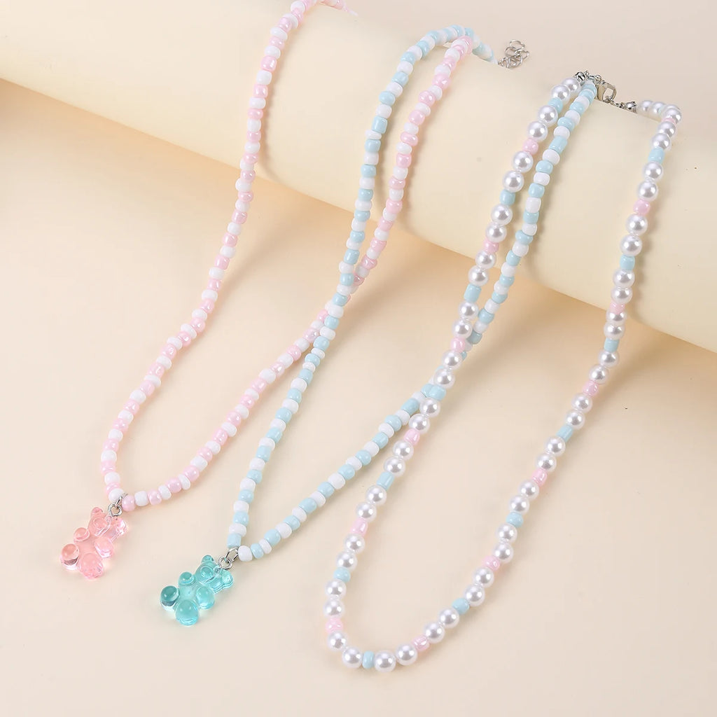 Cuddle Bear Pastel Necklace 3pc Set - Hello Baabs LLC 