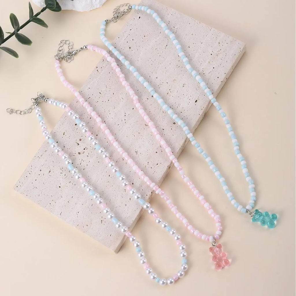 Cuddle Bear Pastel Necklace 3pc Set - Hello Baabs LLC 