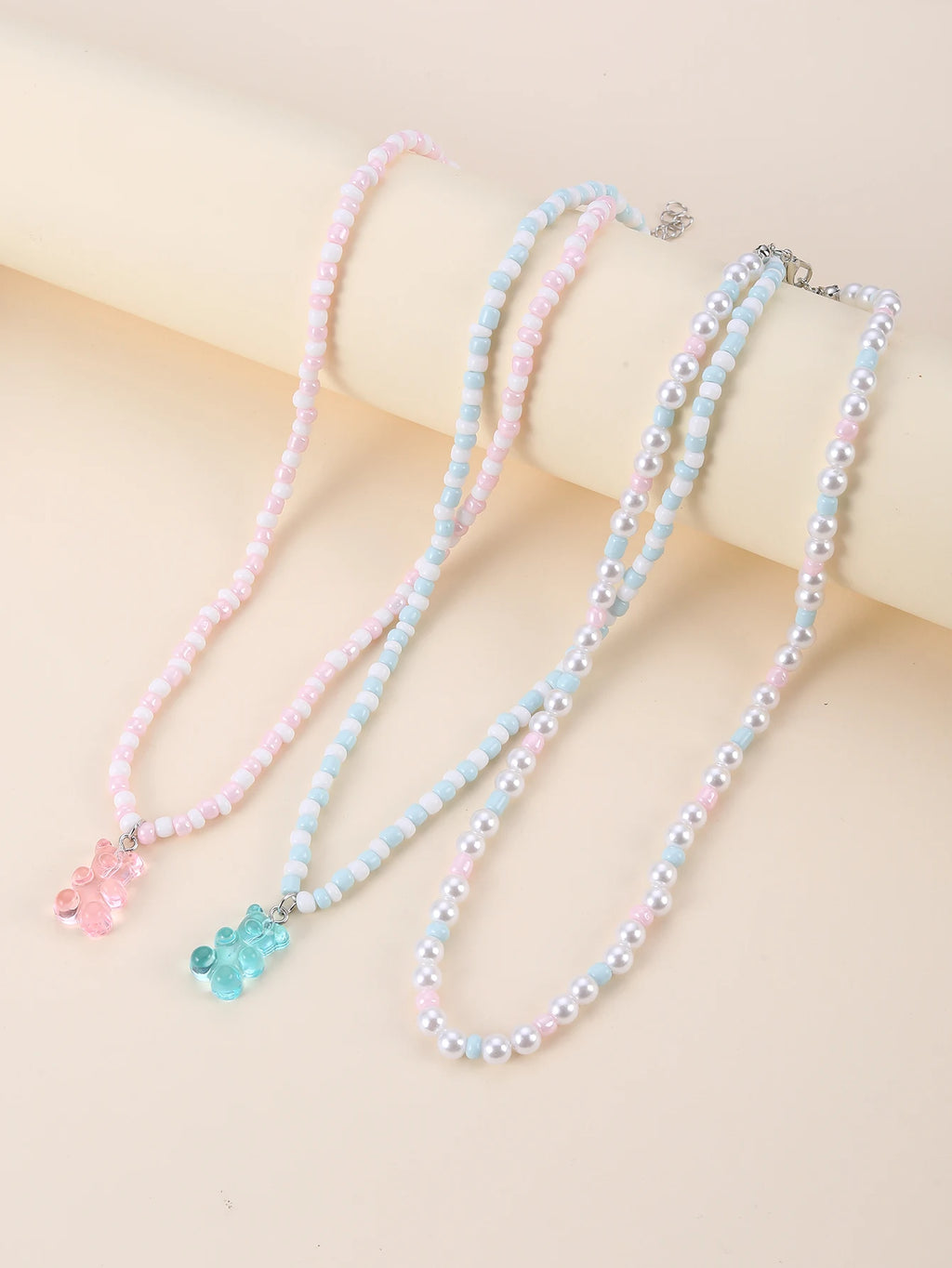 Cuddle Bear Pastel Necklace 3pc Set - Hello Baabs LLC 