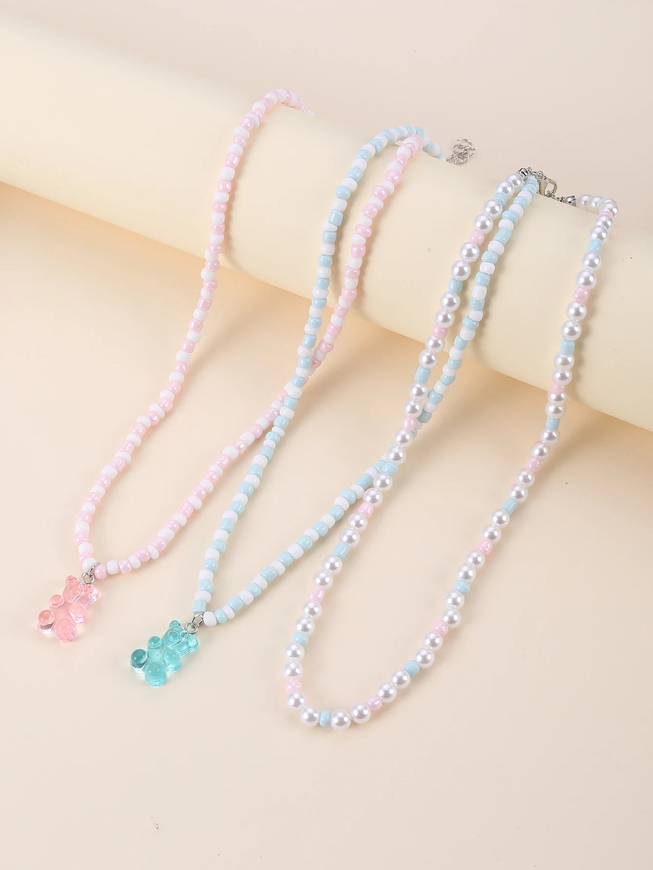 Cuddle Bear Pastel Necklace 3pc Set - Hello Baabs LLC 