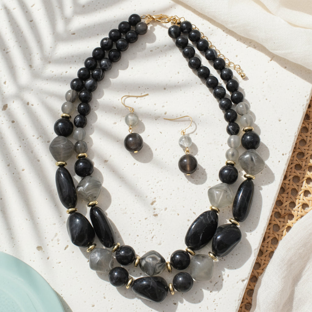 Double Glow Necklace & Earrings Set - 5 colors - Hello Baabs