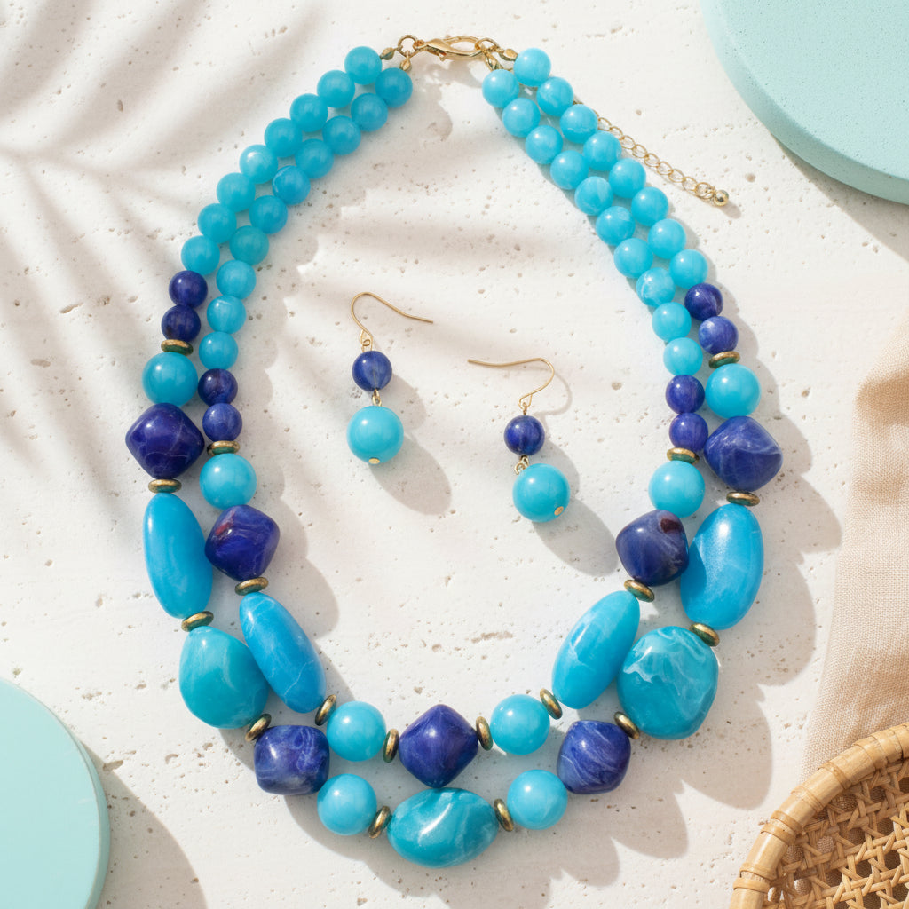 Double Glow Necklace & Earrings Set - 5 colors - Hello Baabs