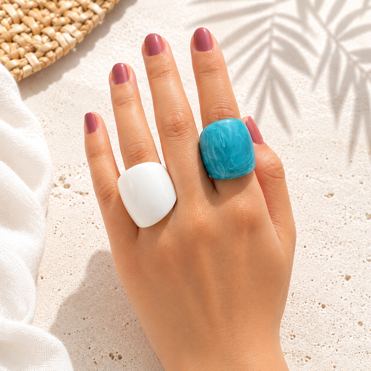 Double Ocean Pop Ring 2pc Set (size 8) - Hello Baabs
