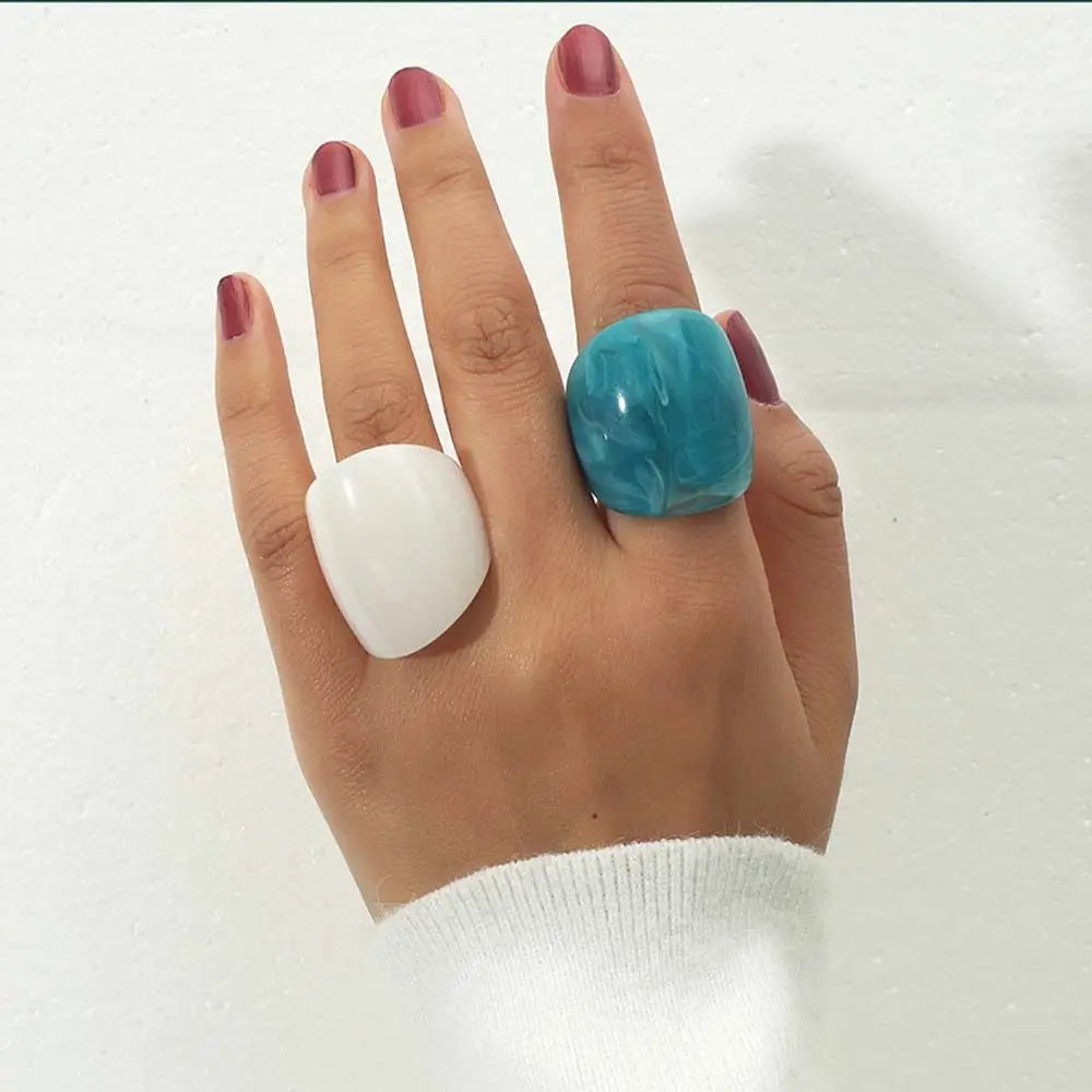 Double Ocean Pop Ring 2pc Set (size 8) - Hello Baabs LLC 