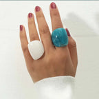 Double Ocean Pop Ring 2pc Set (size 8) - Hello Baabs LLC 