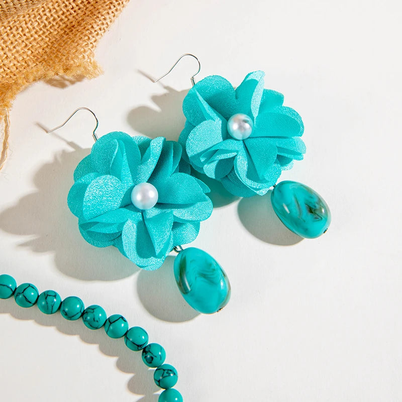 Flora Stone Set Necklace & Earrings Set - Hello Baabs LLC 