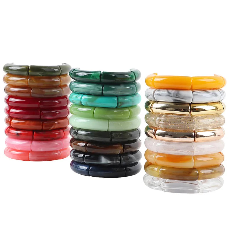Geo Glow Bamboo Stretch Bangles - 19 colors - hello baabs 