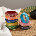 Golden Confetti Bangle Slim Square (2.70" diameter) - 8 colors - Hello Baabs