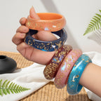 Golden Confetti Bangle Slim Square (2.70" diameter) - 8 colors - Hello Baabs