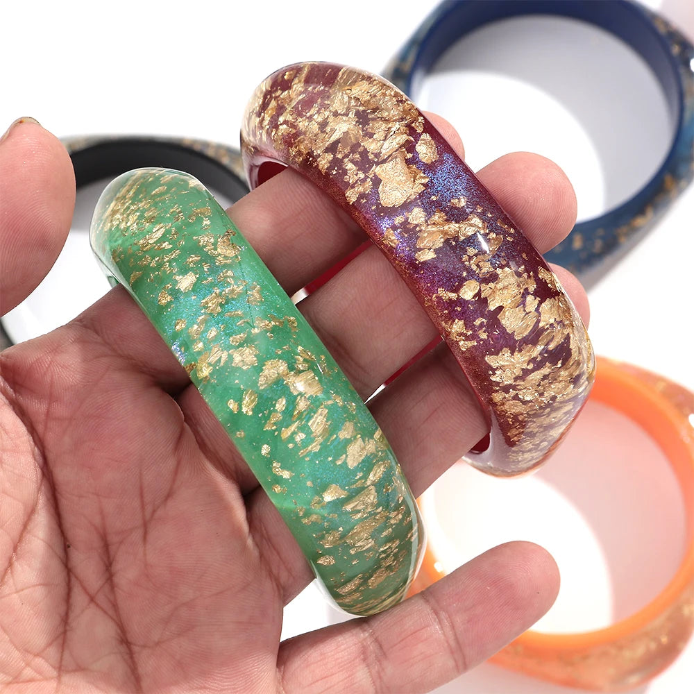 Golden Confetti Bangle Slim Square (2.70" diameter) - 8 colors - Hello Baabs