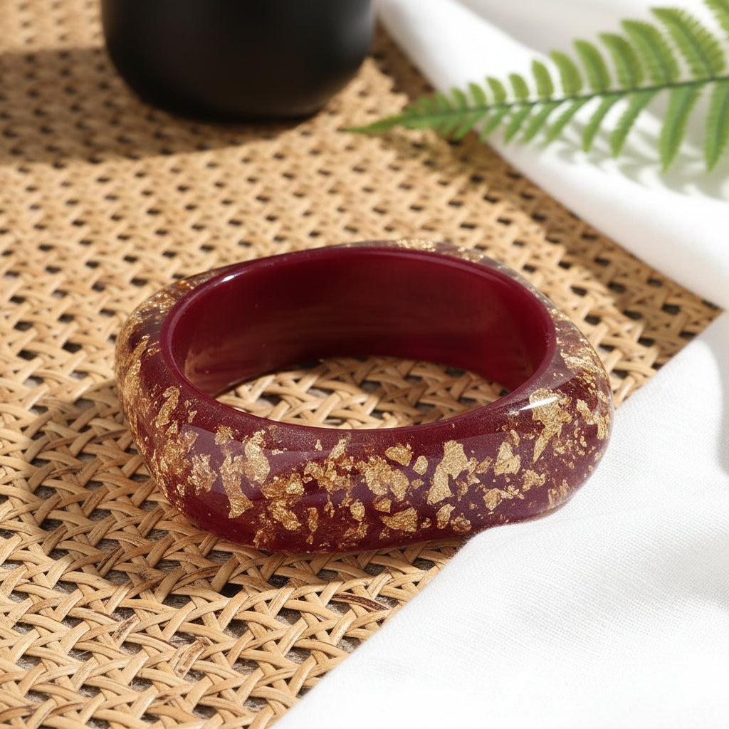 Golden Confetti Bangle Slim Square (2.70" diameter) - 8 colors - Hello Baabs