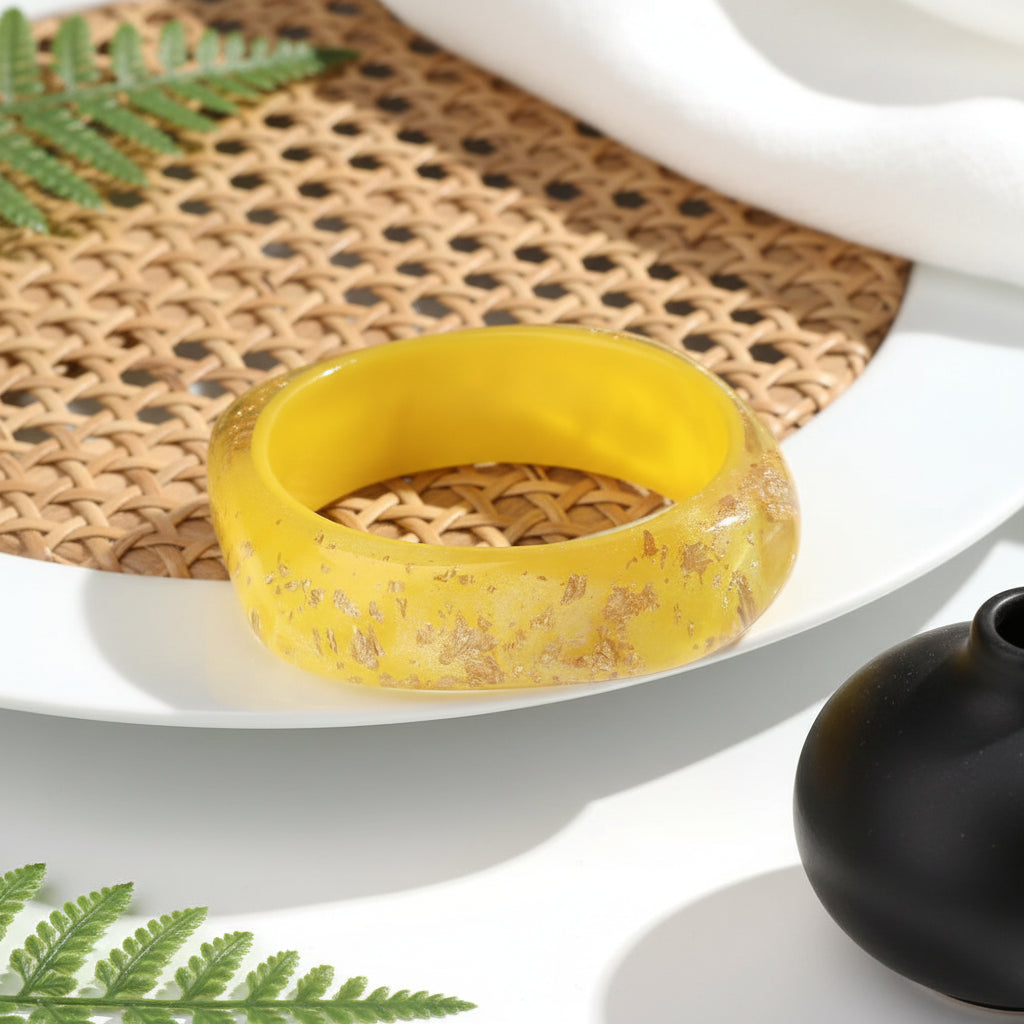 Golden Confetti Bangle Slim Square (2.70" diameter) - 8 colors - Hello Baabs