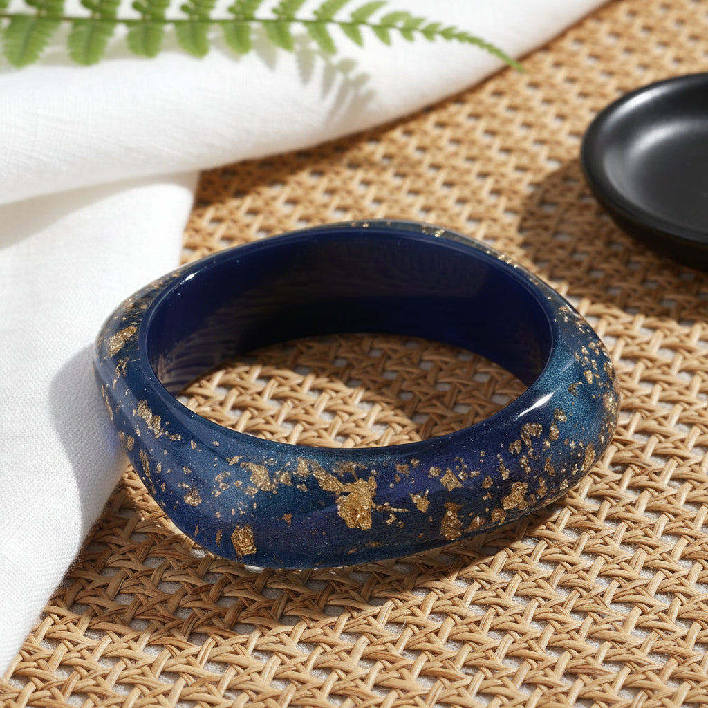 Golden Confetti Bangle Slim Square (2.70" diameter) - 8 colors - Hello Baabs