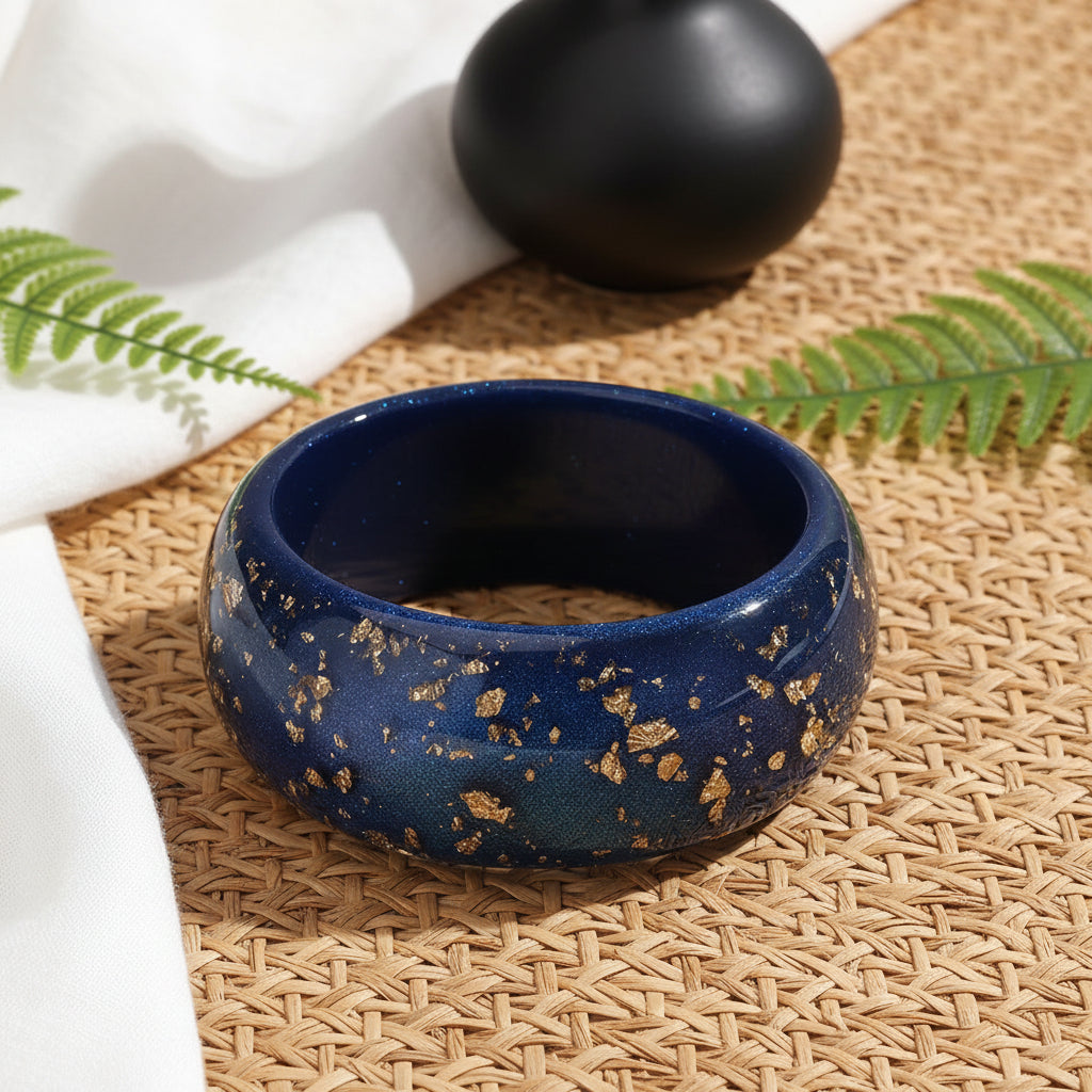 Golden Confetti Bangle Wide Round (2.70" diameter) - 7 colors - Hello Baabs