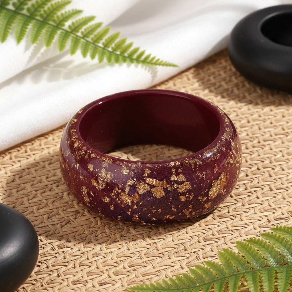 Golden Confetti Bangle Wide Round (2.70" diameter) - 7 colors - Hello Baabs