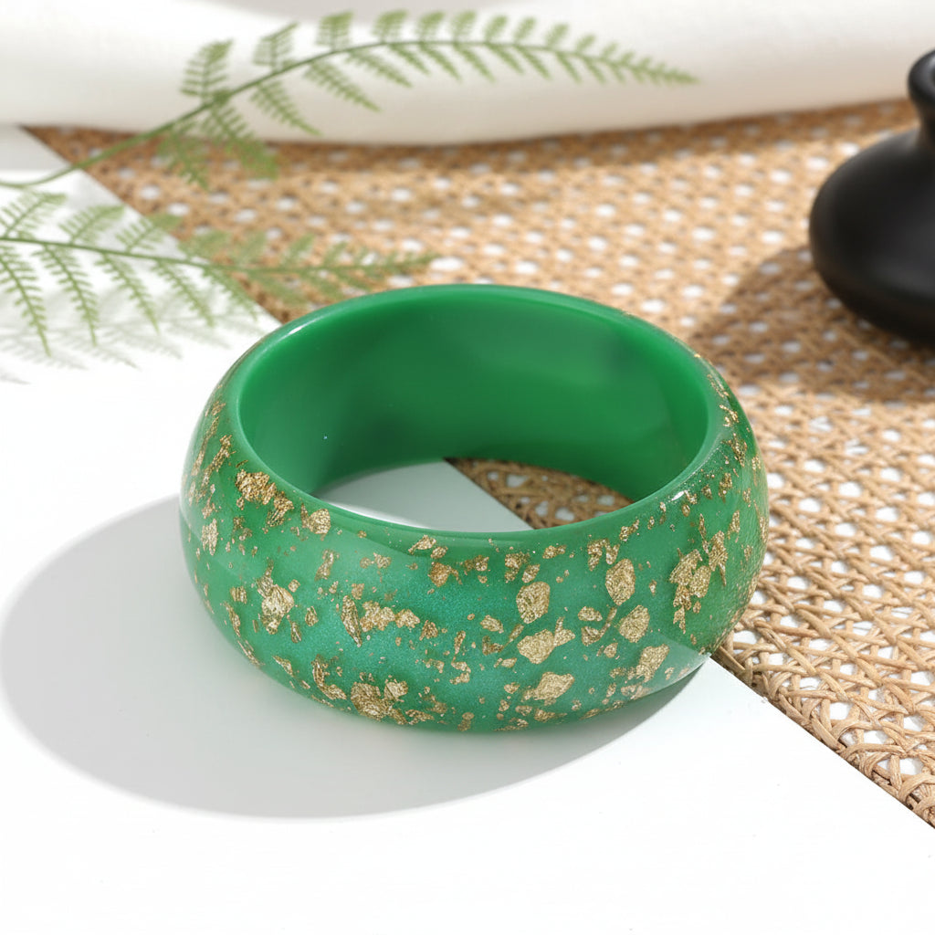 Golden Confetti Bangle Wide Round (2.70" diameter) - 7 colors - Hello Baabs