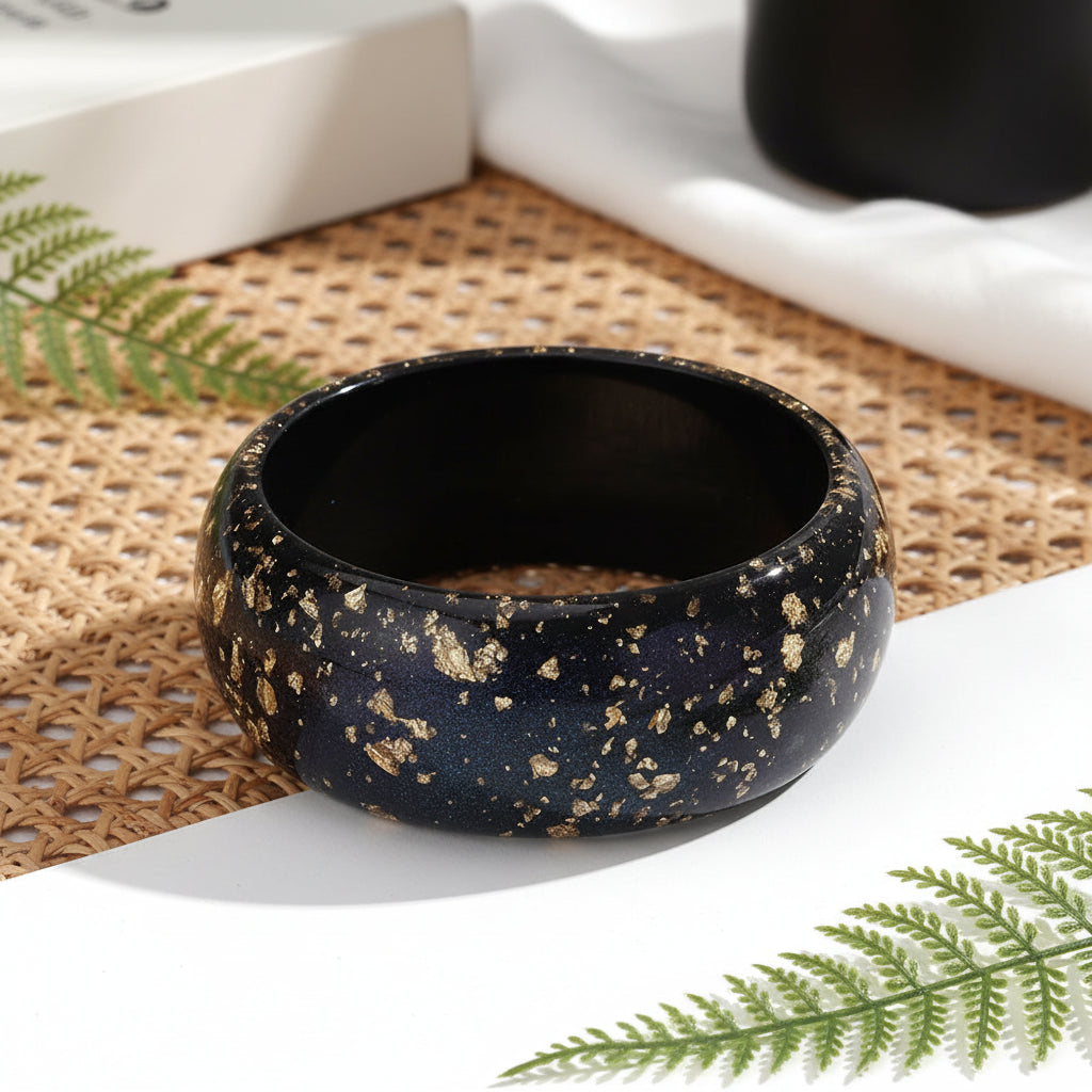Golden Confetti Bangle Wide Round (2.70" diameter) - 7 colors - Hello Baabs