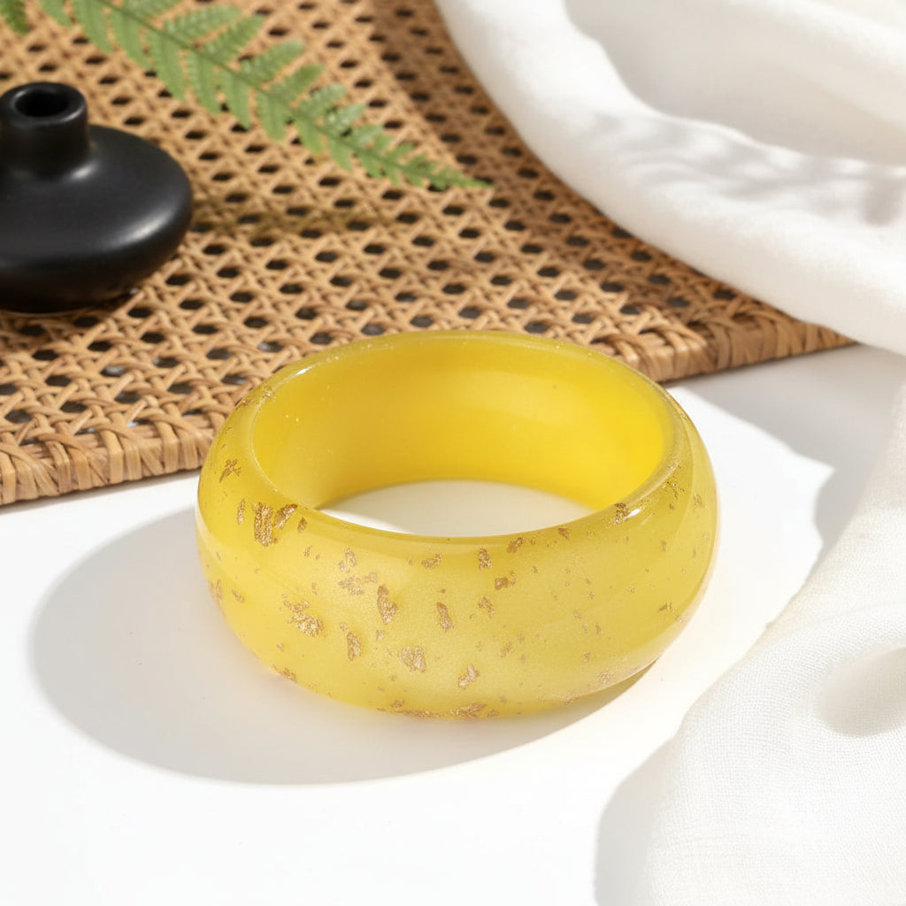 Golden Confetti Bangle Wide Round (2.70" diameter) - 7 colors - Hello Baabs