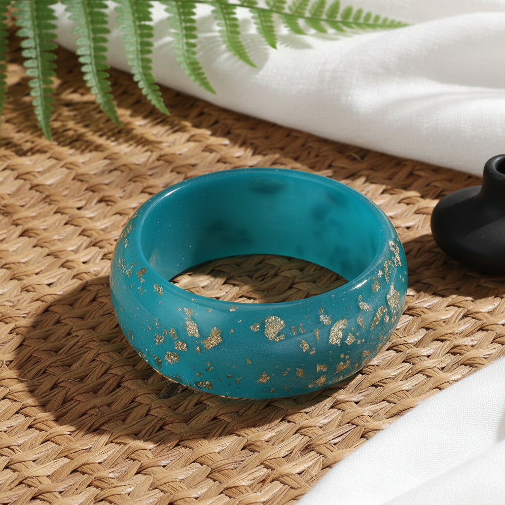 Golden Confetti Bangle Wide Round (2.70" diameter) - 7 colors - Hello Baabs