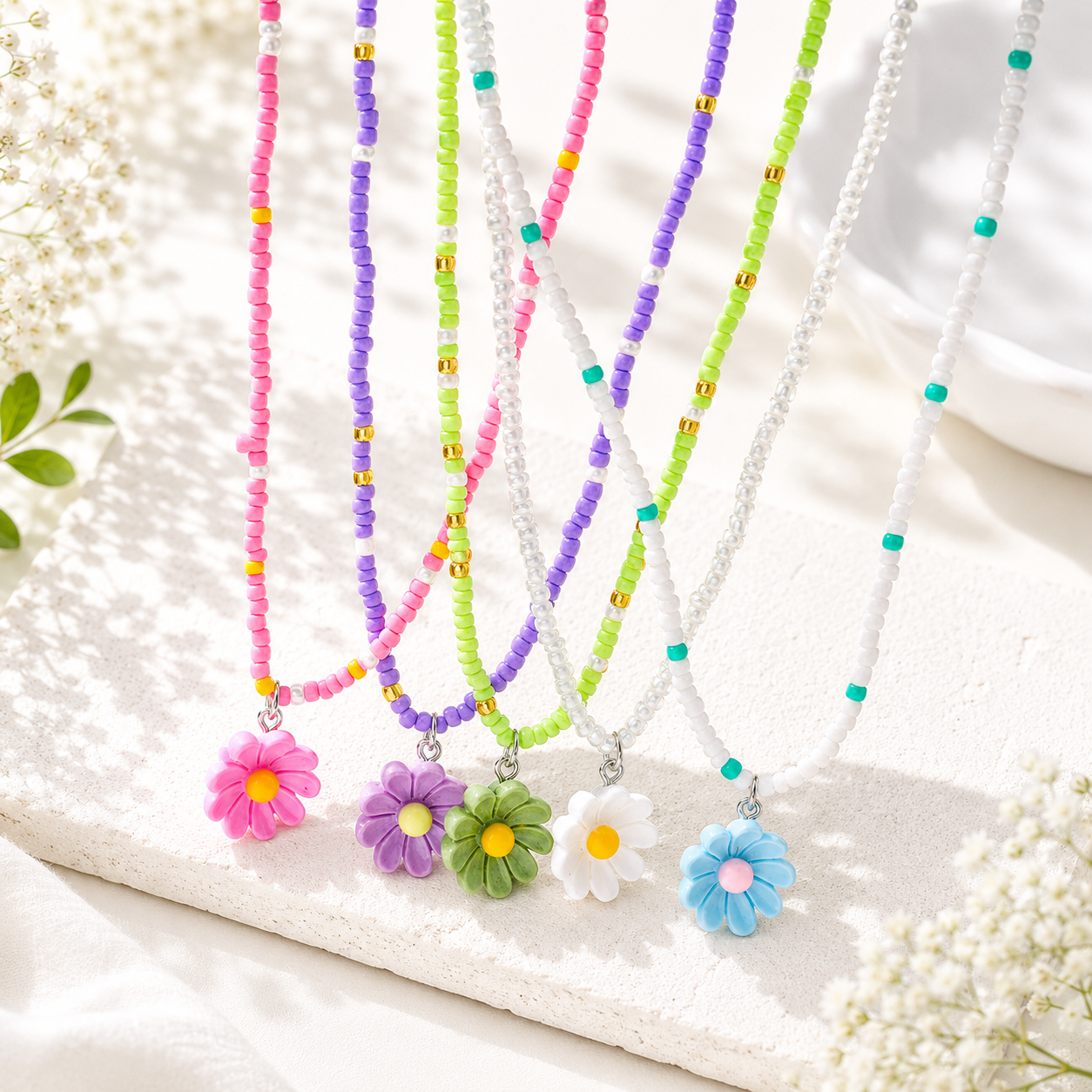 Happy Bloom Charm 5pc Necklace Set - Hello Baabs