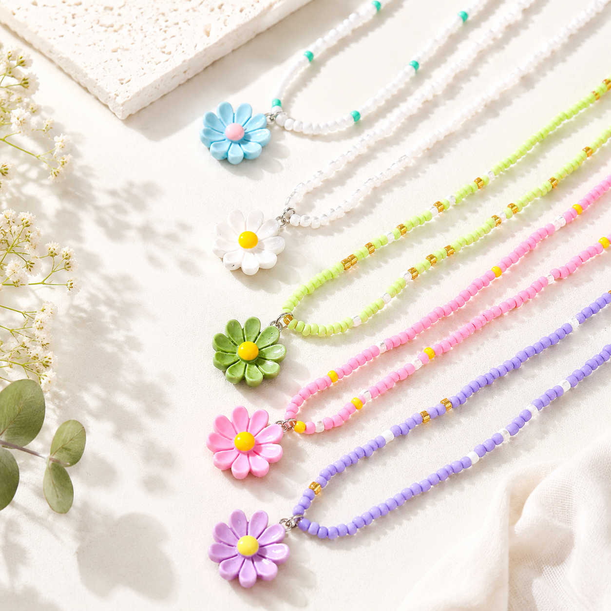 Happy Bloom Charm 5pc Necklace Set - Hello Baabs