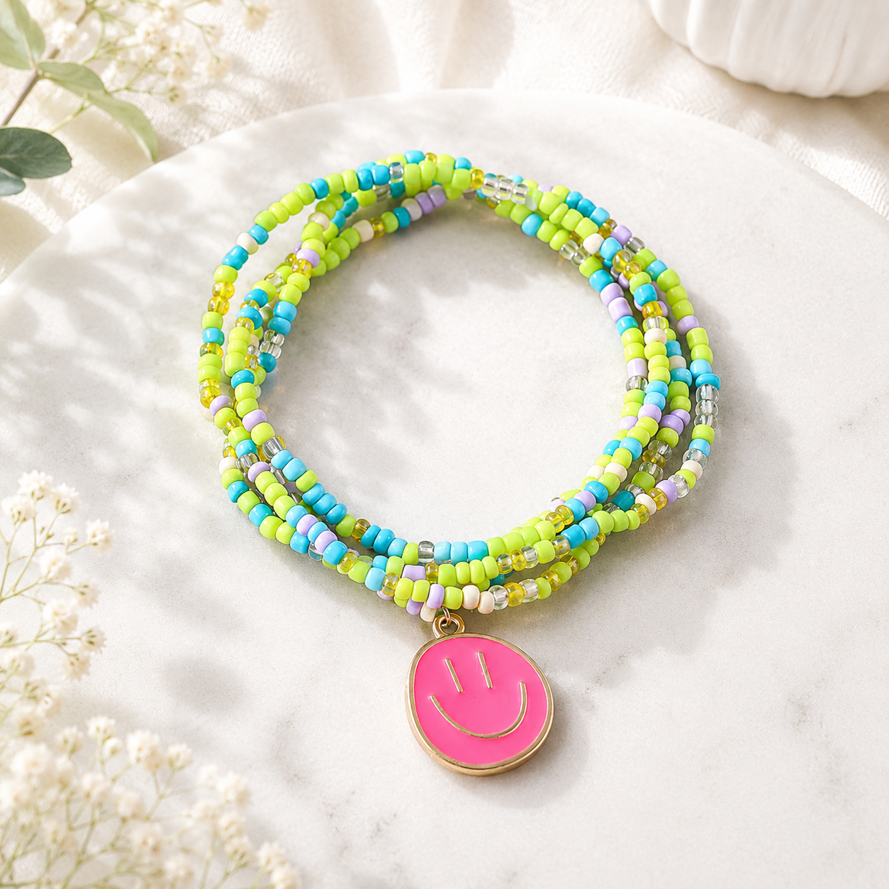 Happy Faces 4pc Bracelet Set - 7 Colors - Hello Baabs