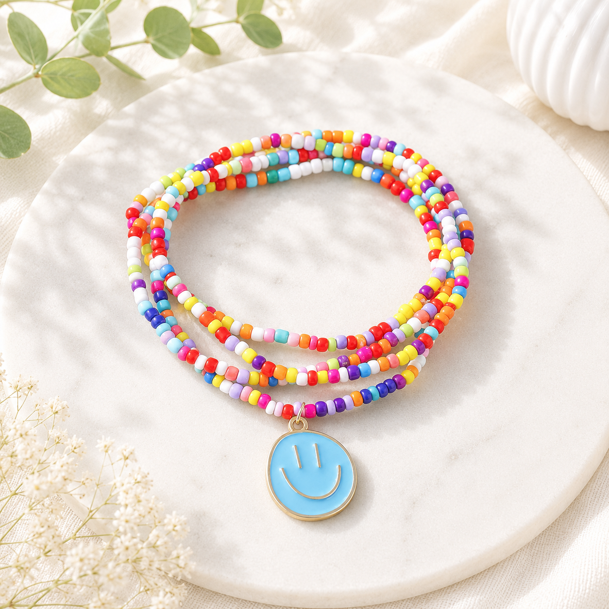 Happy Faces 4pc Bracelet Set - 7 Colors - Hello Baabs
