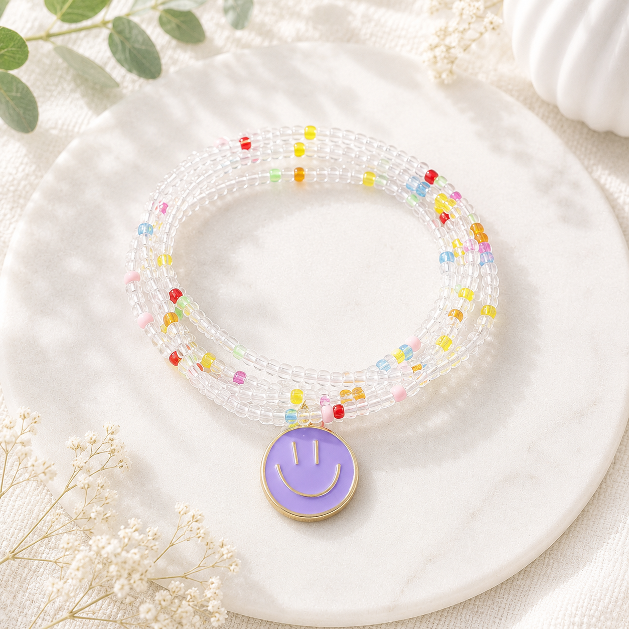 Happy Faces 4pc Bracelet Set - 7 Colors - Hello Baabs